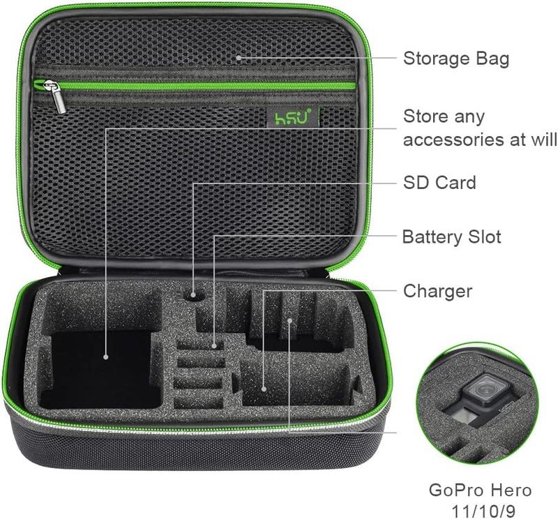 HSU Protective Carrying Case Compatible with Go Pro Hero 13, 12, 11, 10, 9, 8, 7, 6, 5, 4, 3 and Accessories, Light and Medium Security Bag, Compact and Safe Action Camera Travel Storage - Image 3